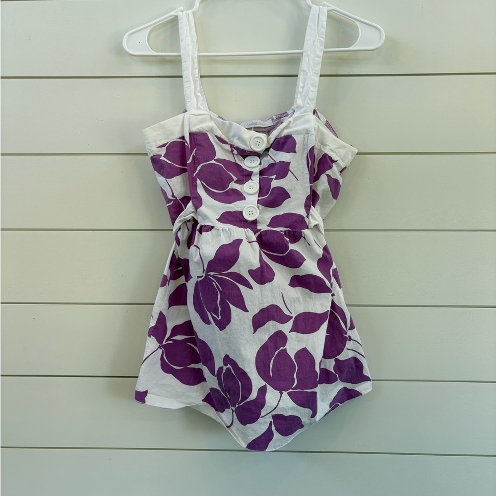 Y2K Charlotte Russe Purple and White Floral Top